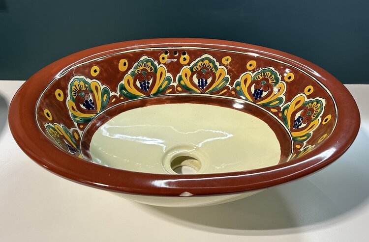 Démo - lavabo style mexicain encastre porcelaine sans trou