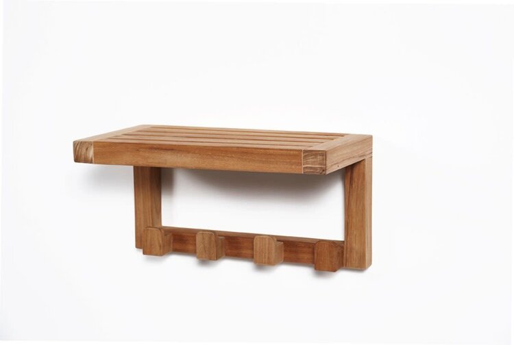 Discontinué - etagere murale 4 crochets en teck