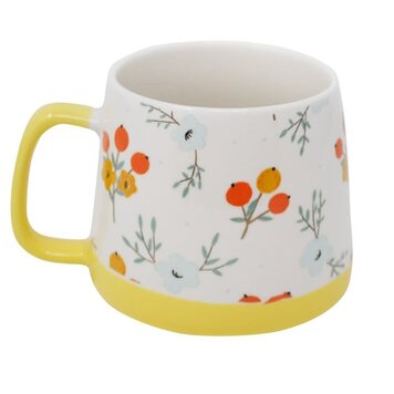 NOSTALGIA Tasse avec fleurs 350 ml jaune