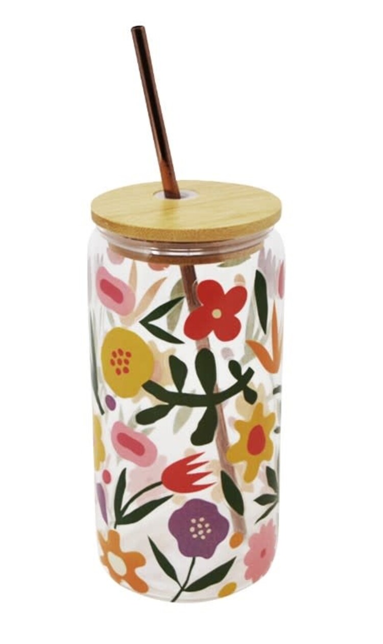 NOSTALGIA Gobelet avec couvercle et paille  floral 500 ml