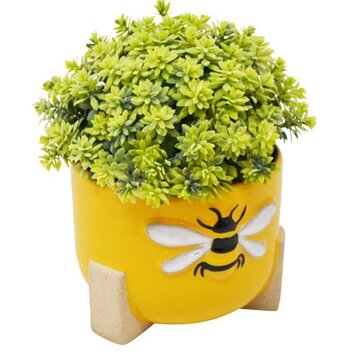 NOSTALGIA Pot a plante sedum abeille 12,5 x 12,5 x 1 jaune