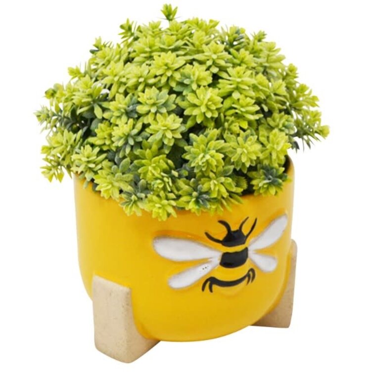 NOSTALGIA Pot a plante sedum abeille 12,5 x 12,5 x 1 jaune