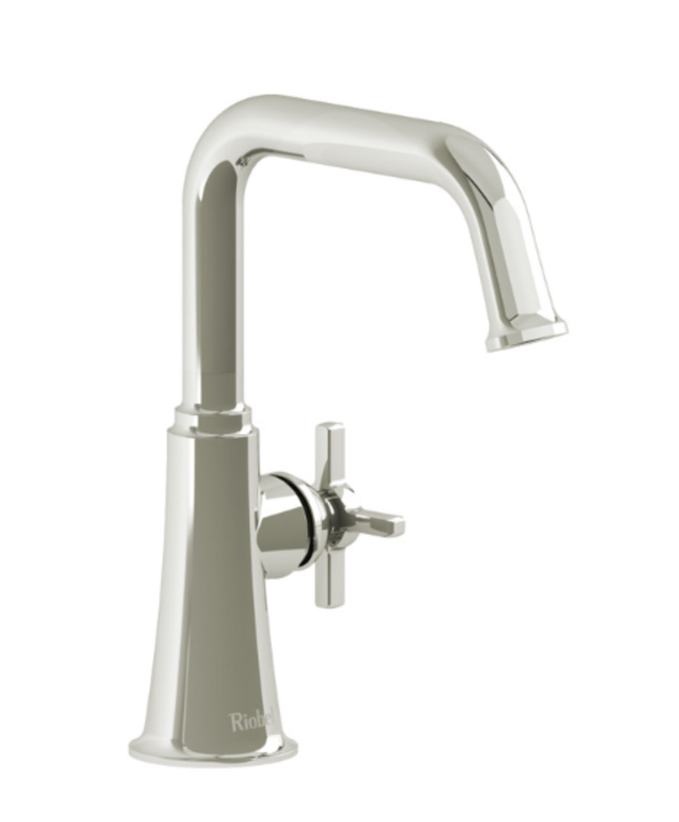 RIOBEL Discontinué Démo Robinet de lavabo momenti  bec carre poignee en croix nickel poli sans drain