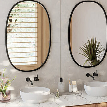 UMBRA Miroir hub oval 24 x 36 noir mat