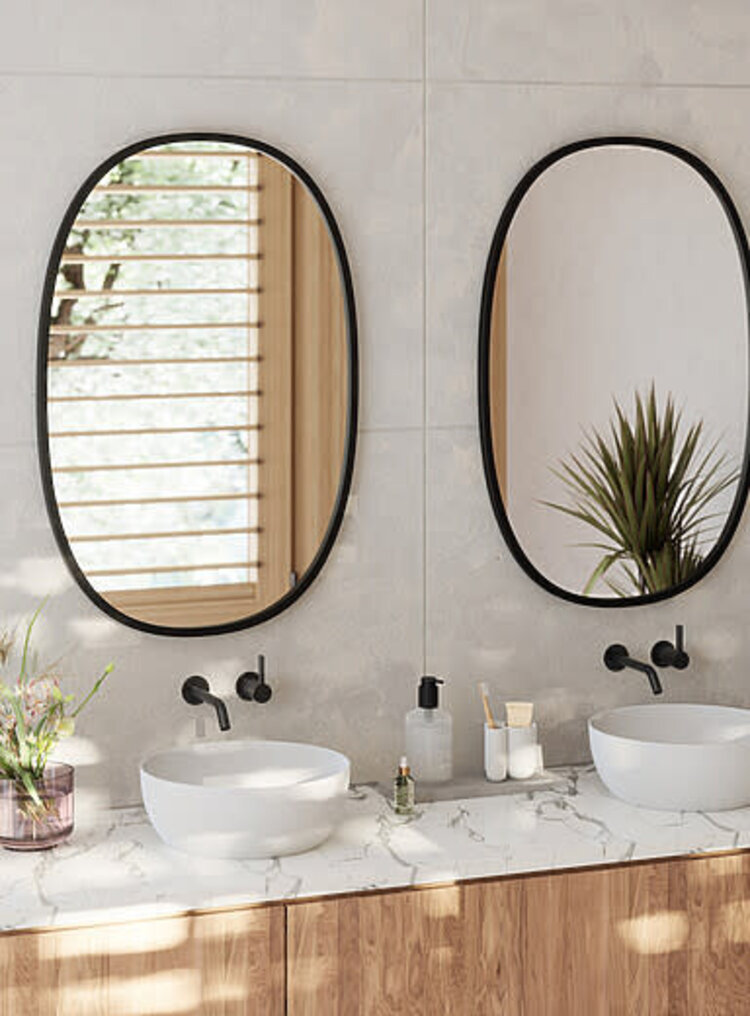 UMBRA d- Miroir hub oval 24 x 36 noir mat