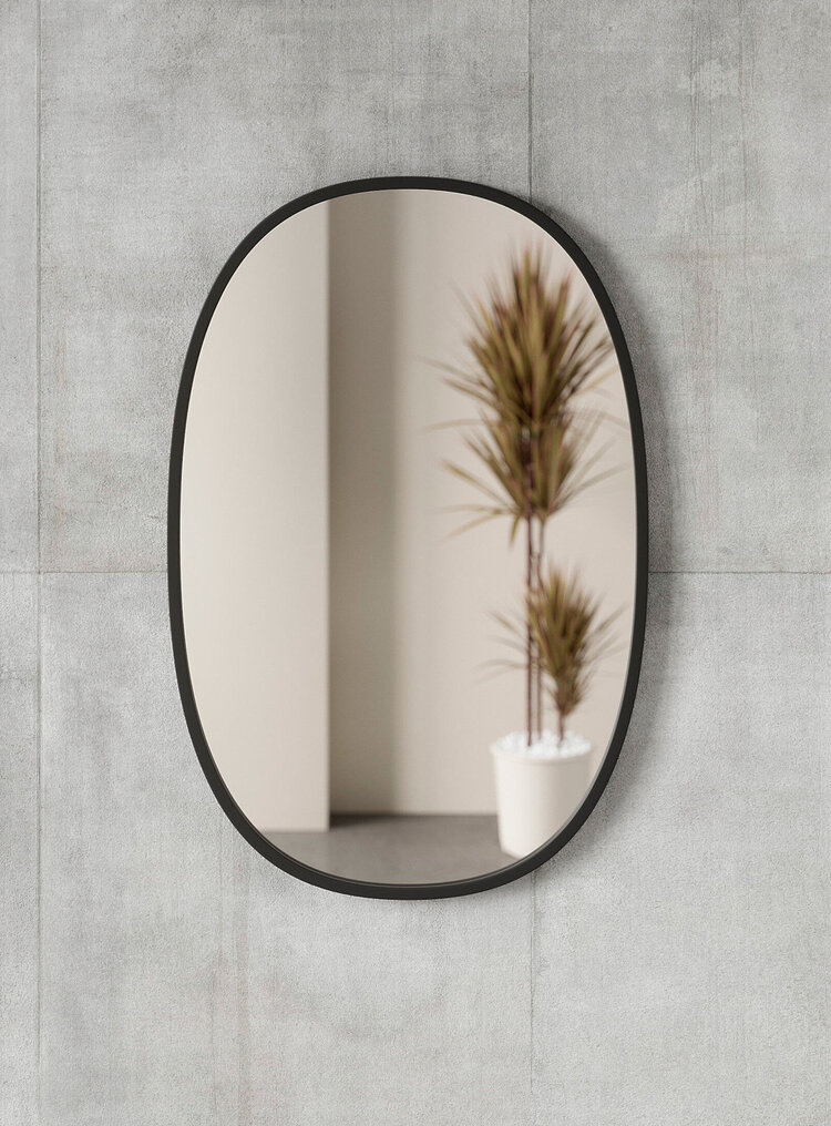 UMBRA Miroir hub oval 24 x 36 noir mat