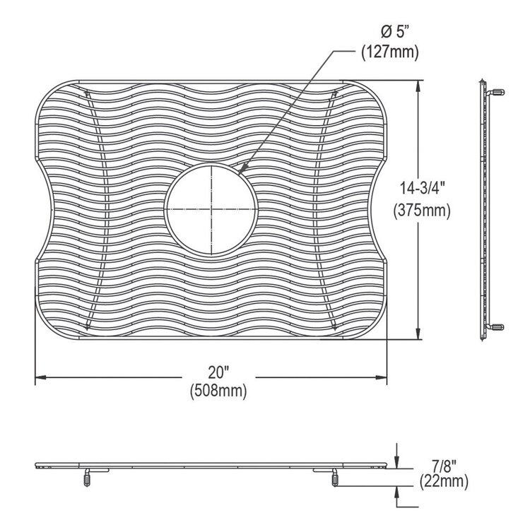 ELKAY Grille de fond inox  20 x14 3/4 x1 1/4