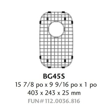 KINDRED Discontinué- Grille de fond kindred acier inoxydable 15-7/8''x9-9/16''x1''