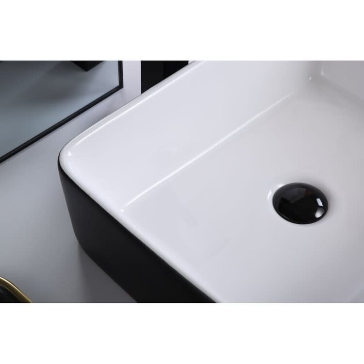 INTER DISTRIBUTION Vasque suny 18-3/4 x 14-1/4 x 5 intérieur blanc/extérieur noir