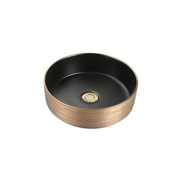 INTER DISTRIBUTION Vasque alice noir et or 14-1/2d x 4-3/4h