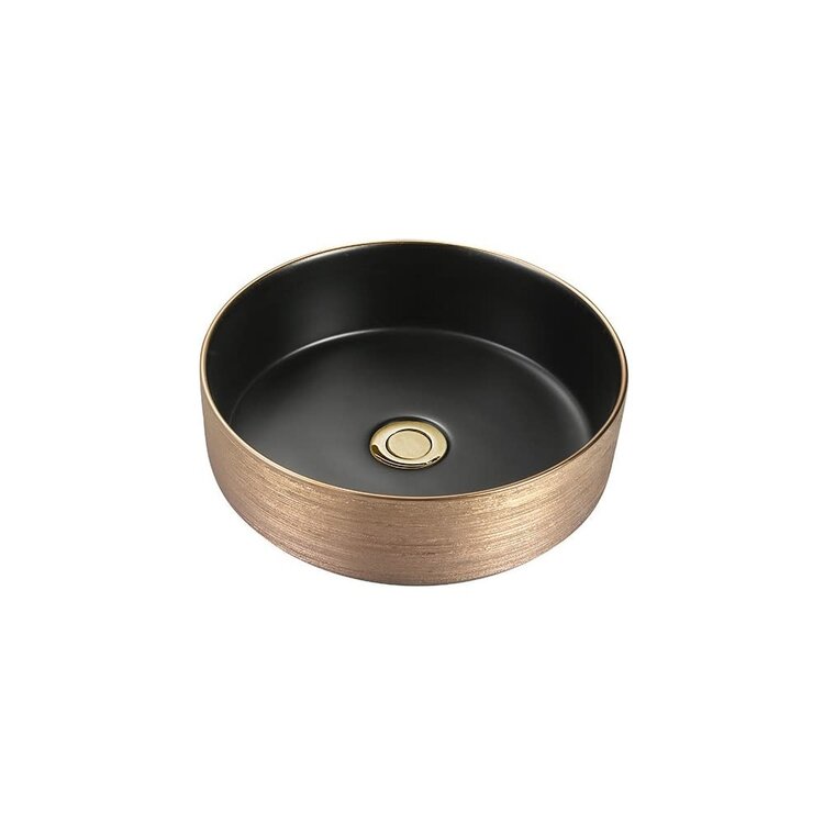 INTER DISTRIBUTION Vasque alice noir et or 14-1/2d x 4-3/4h