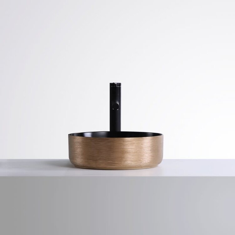 INTER DISTRIBUTION Vasque alice noir et or 14-1/2d x 4-3/4h