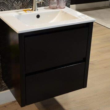 LIGANO Vanité perle avec comptoir lavabo en porcelaine blanc 36 po anthracite satine