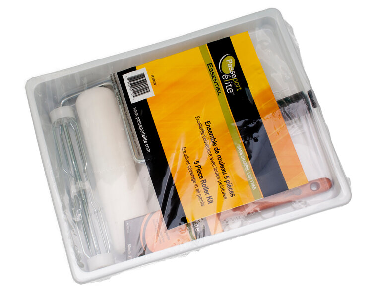 PASSEPORT ELITE Ensemble à peinturer essentiel 5 pièces pinceau 2po, manchon 10mm, cage, plateau et doublure