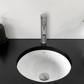 ODASS Lavabo rond sous plan en porcelaine 13 7/8 x 13 7/8  x 7 1/4 pouces blanc