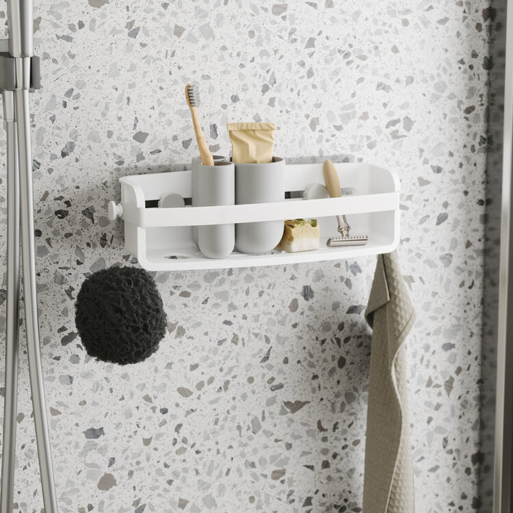UMBRA Panier simple de douche flex avec ventouse à succion 33 x 11 x 9 blanc
