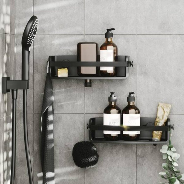 UMBRA Panier simple de douche flex avec ventouse à succion 33 x 11 x 9 noir