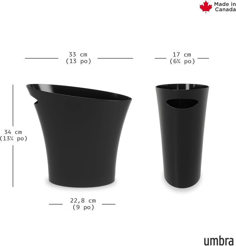 UMBRA Poubelle étroite skinny 34 x 17 x 33 noire