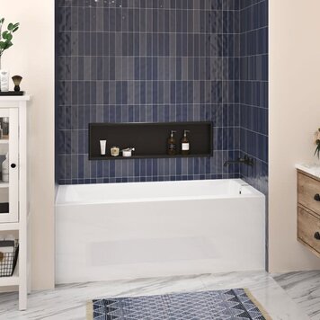 ZITTA Bain baya I en alcôve avec une jupe 60x30po drain à droite blanc