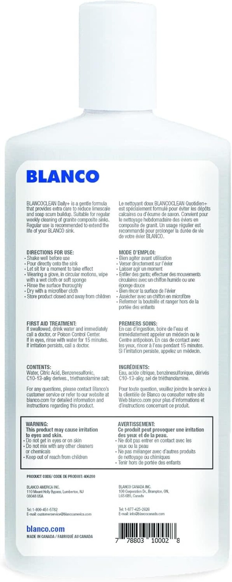 BLANCO NETTOYANT POUR EVIERS DE COULEUR 450ML