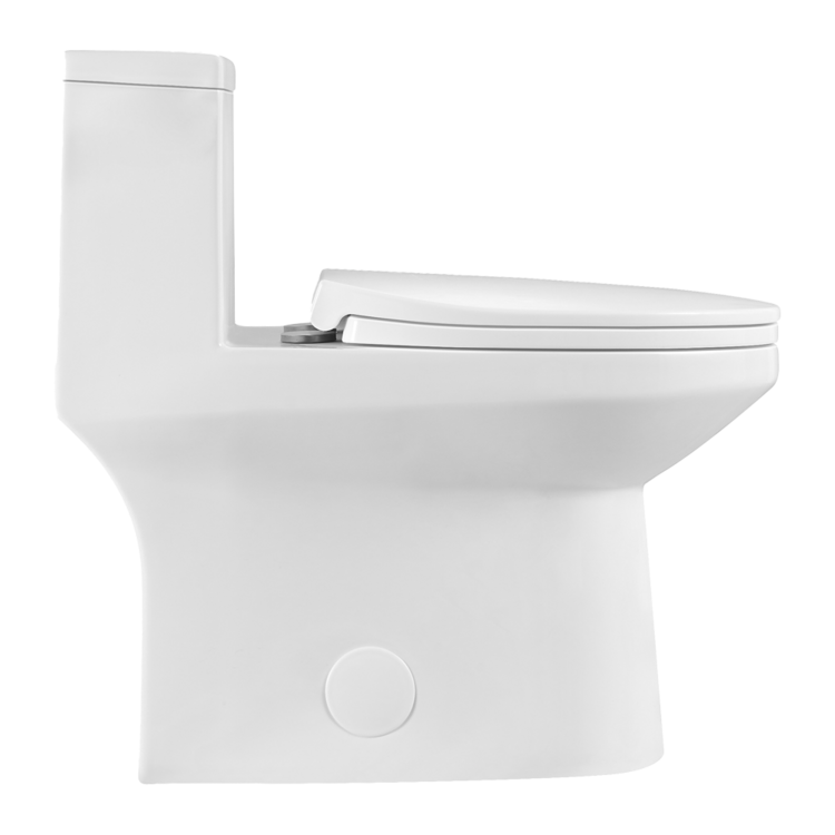 AKKTUEL Toilette lotus monopièce à double chasses et installation 10po avec siège à fermeture lente blanc