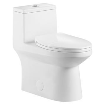 AKKTUEL Toilette lotus monopièce à double chasses et installation 10po avec siège à fermeture lente blanc