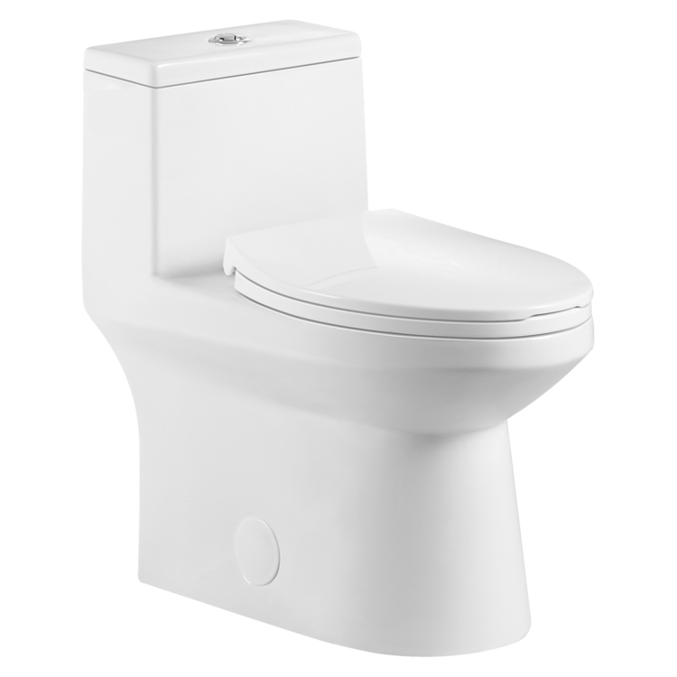 AKKTUEL Toilette lotus monopièce à double chasses et installation 10po avec siège à fermeture lente blanc