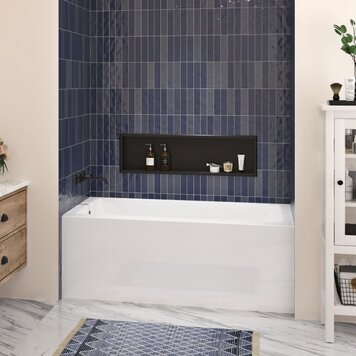 ZITTA Bain baya I en alcôve avec une jupe 60x30po drain à gauche blanc