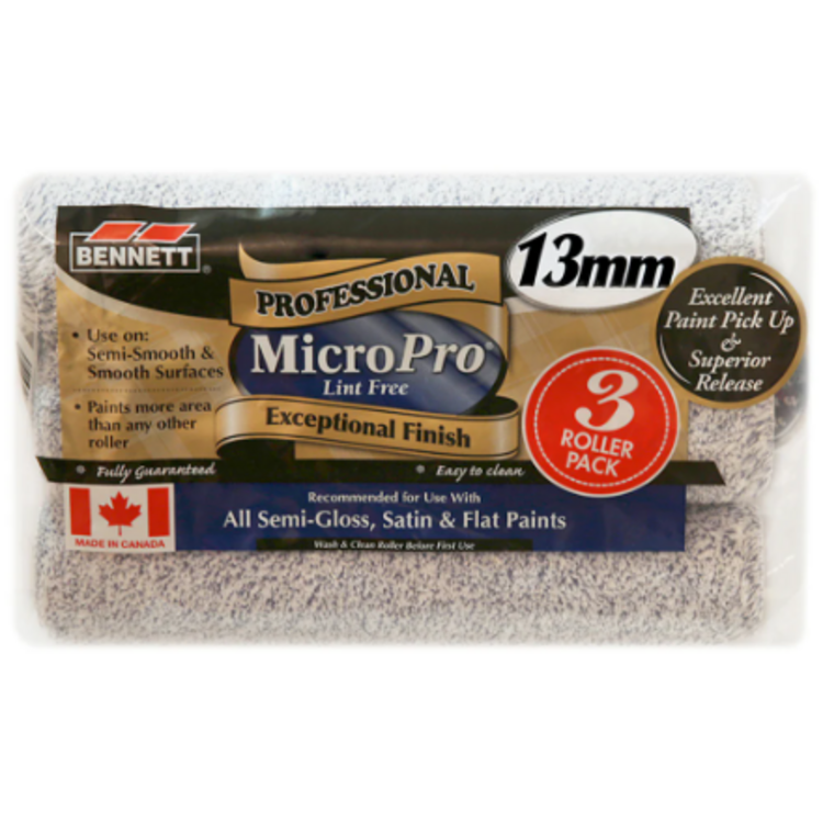 BENNETT Ensemble de 3 rouleaux 9.5po Micro Pro 13mm