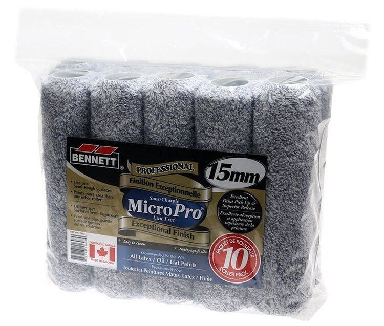 BENNETT Ensemble de 10 rouleaux 9.5po Micro Pro 15mm