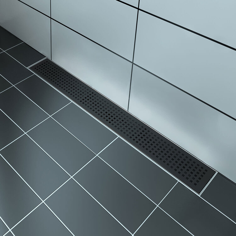 ZITTA Grille linéaire 36po a petits carreaux noir mat