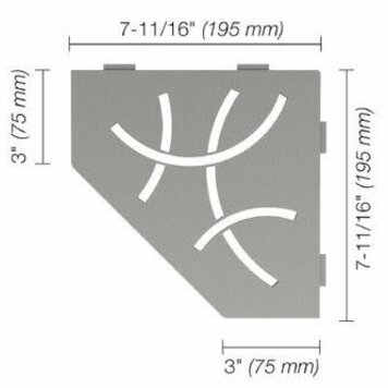 SCHLUTER Tablette curve pentagone en coin 8x8 inox