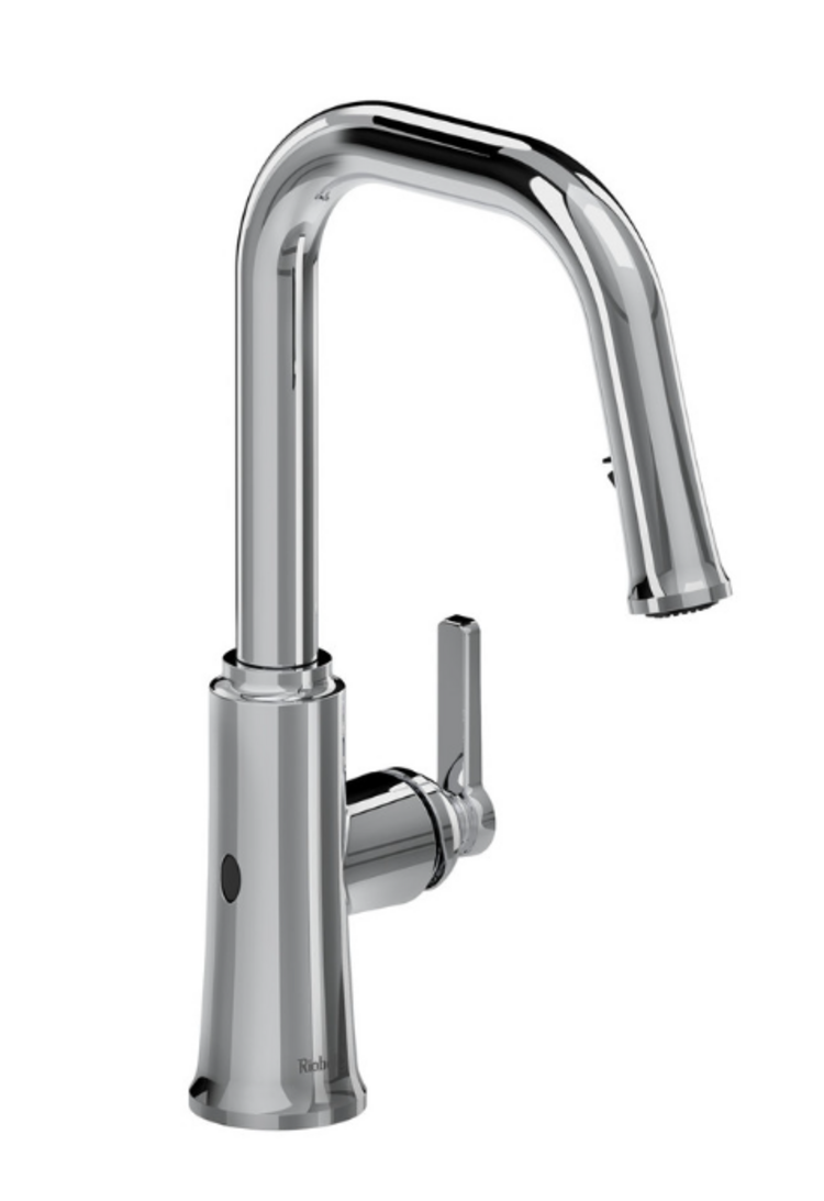 RIOBEL Demo_ robinet de cusine retractable bec en u sans contact trattoria chrome