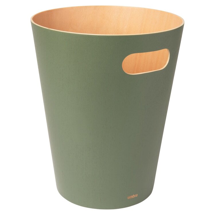 UMBRA Poubelle woodrow en bois vert mousse