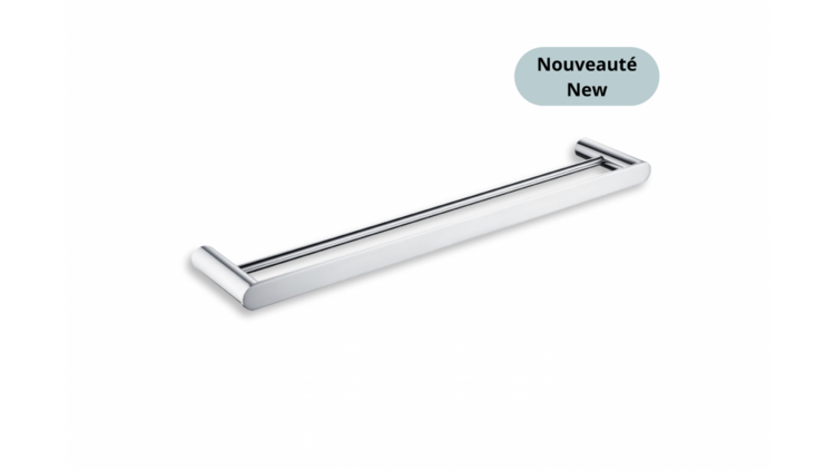 ODASS porte-serviettes murale double nova 23 5/8'' x 4 3/4'' en acier inoxydable fini poli