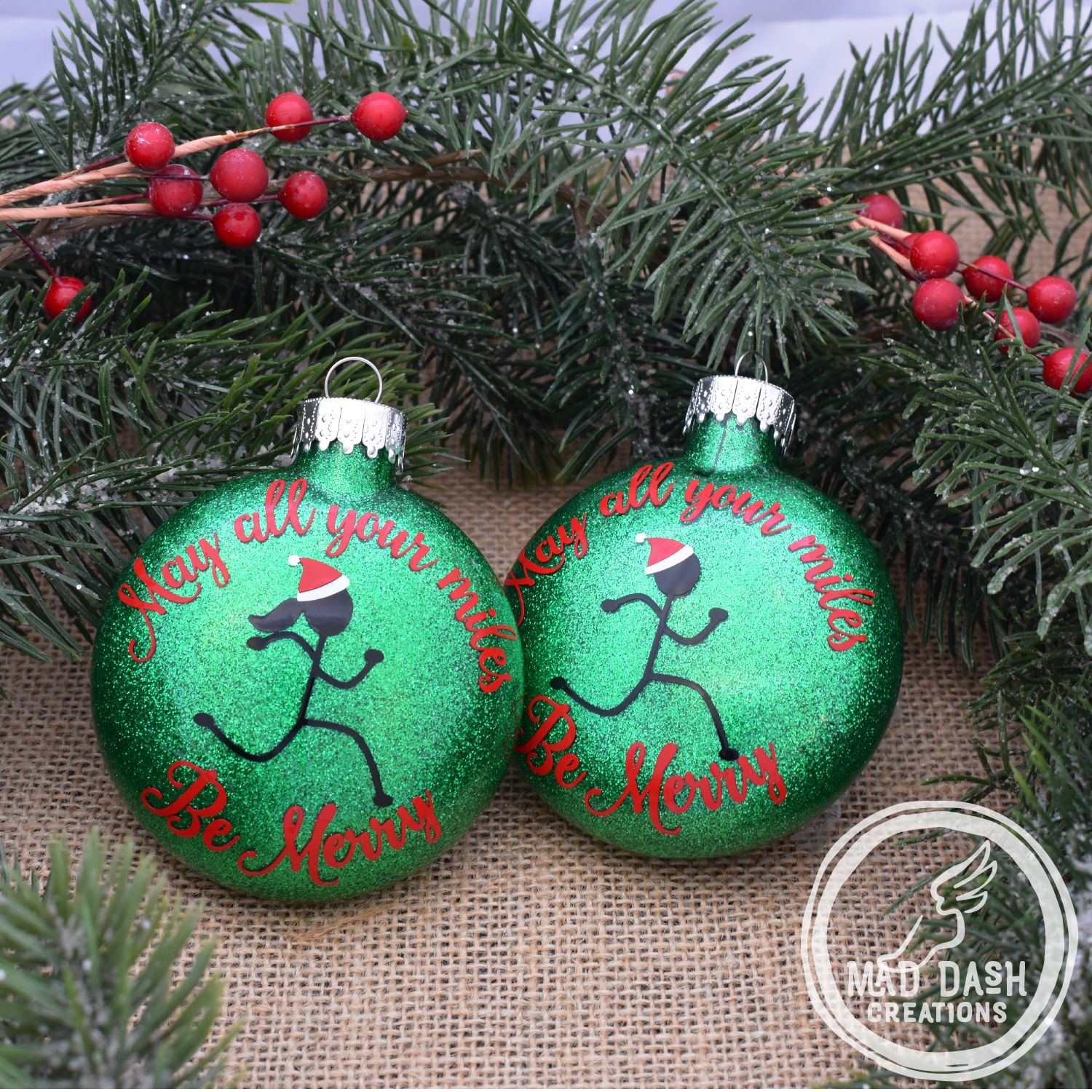 Mad Dash Creations May all your miles Be Merry Ornament