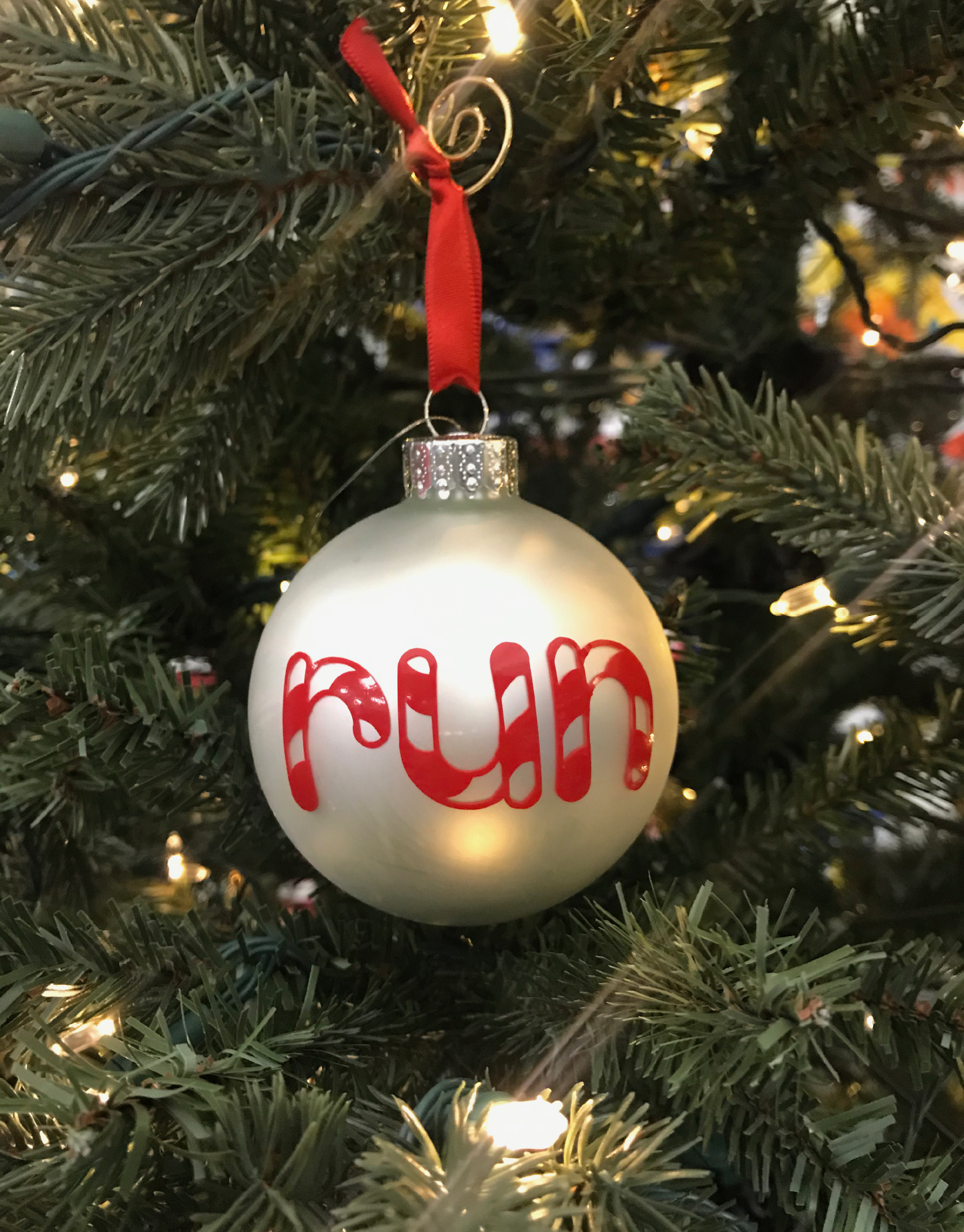 Mad Dash Creations Candy Cane Running Ornament