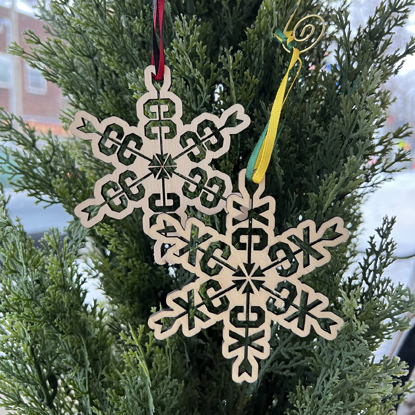 Cross Country Wooden Snowflake Ornament - Up-N-Running