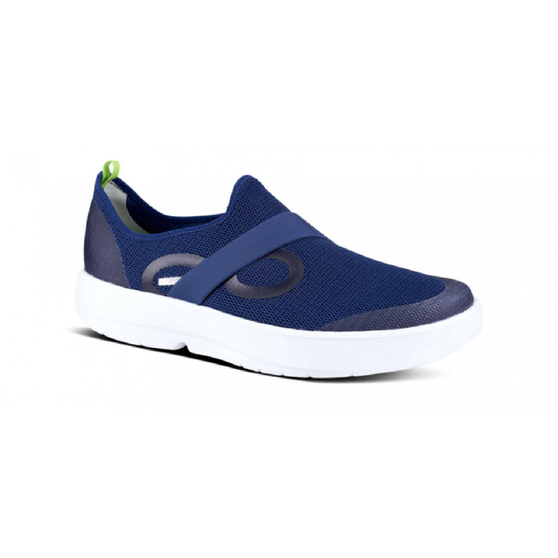 OOfos OOmg Men's Low Mesh, White/Navy