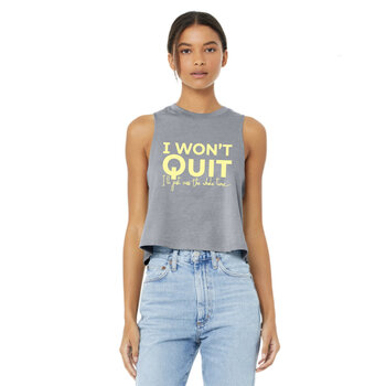 Mad Dash Creations I Won't Quit, but I'll Cuss the Whole Time Racer Crop Tank
