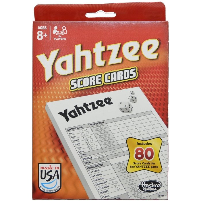 Hasbro Yahtzee Score Cards  80pk