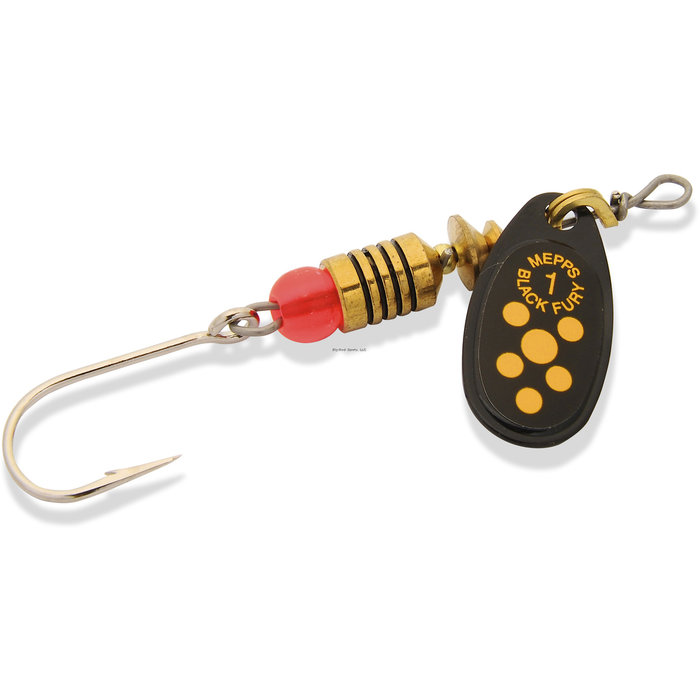Mepps Black Fury In-Line Spinner #1 (Black/Yellow Dots)  1/8oz