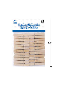 Home Essentials Wooden Clothes Pins  24pk