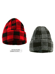 CozyWear Plaid Tuque - Red or Grey