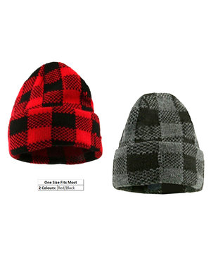 CozyWear Plaid Tuque - Red or Grey