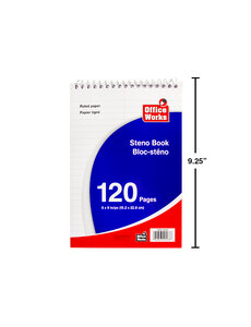 Office Works Steno Book  15.2cm/6''x22.8cm/9''    120pg