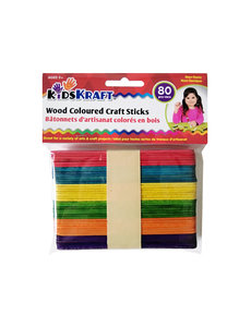 Kids Kraft Coloured Craft Sticks  80pcs