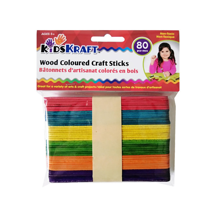 Kids Kraft Coloured Craft Sticks  80pcs