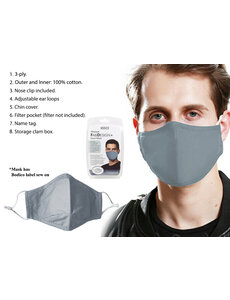 FABDesign Washable Men 3-Ply Mask - Grey