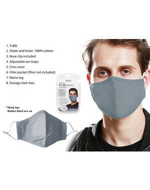 FABDesign Washable Men 3-Ply Mask - Grey